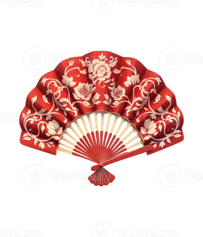 AI generated illustration of chinese folding fan ai generative png