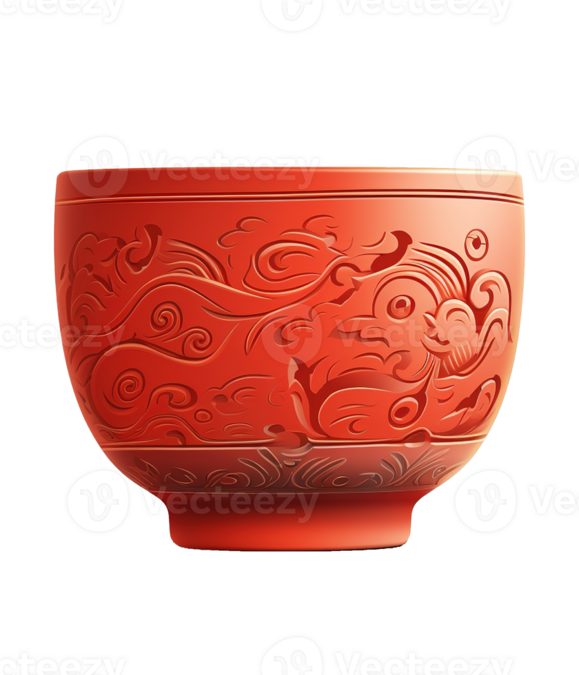 AI generated illustration of clay tea cup with chinese ornament ai generative png