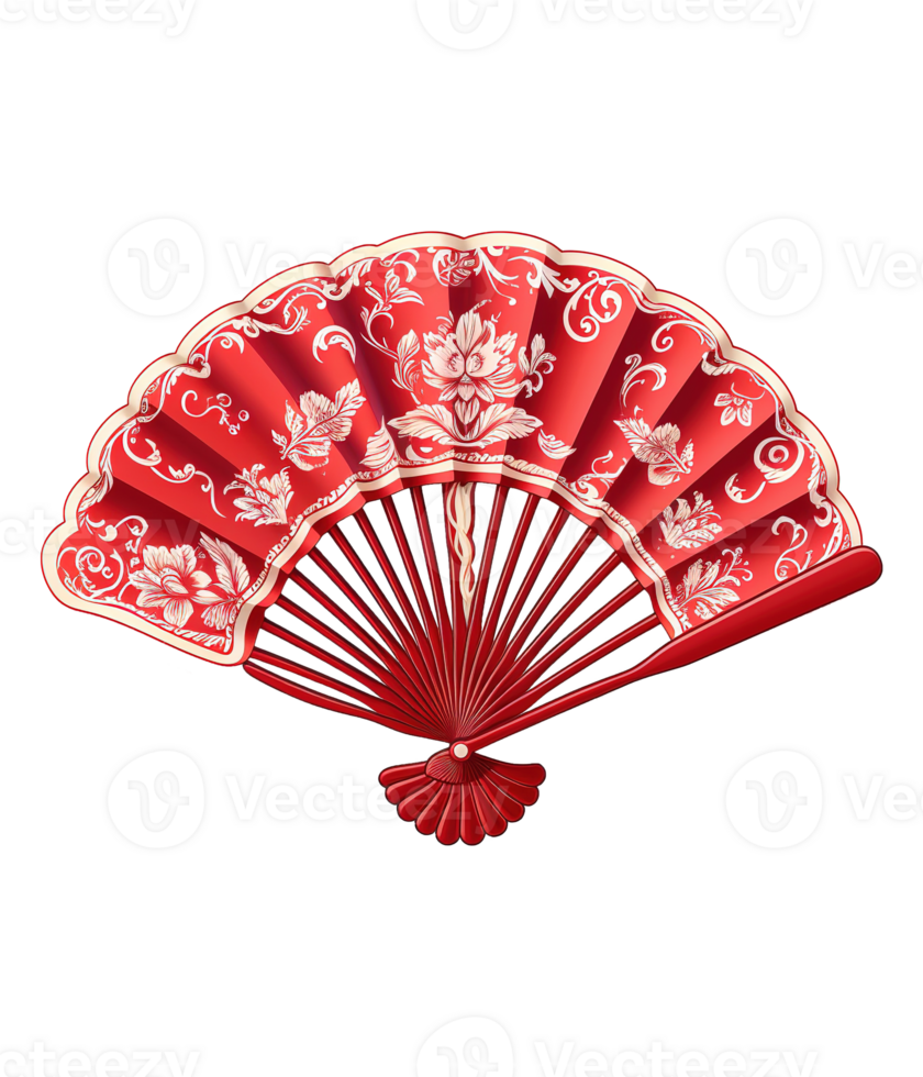 AI generated illustration of chinese folding fan ai generative png