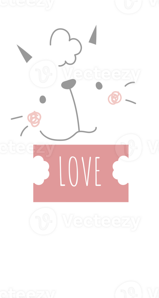 happy valentine's day with cat holding love sign, love concept, flat png transparent element character design