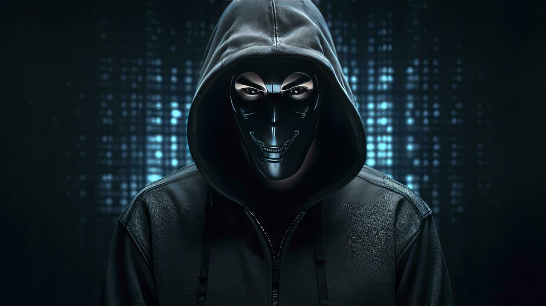 ai generado binario intriga. anónimo robótico hacker concepto de hackear. ai generado foto