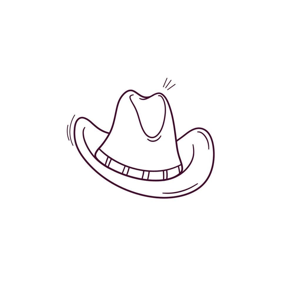 Hand Drawn illustration of cowboy hat icon. Doodle Vector Sketch Illustration