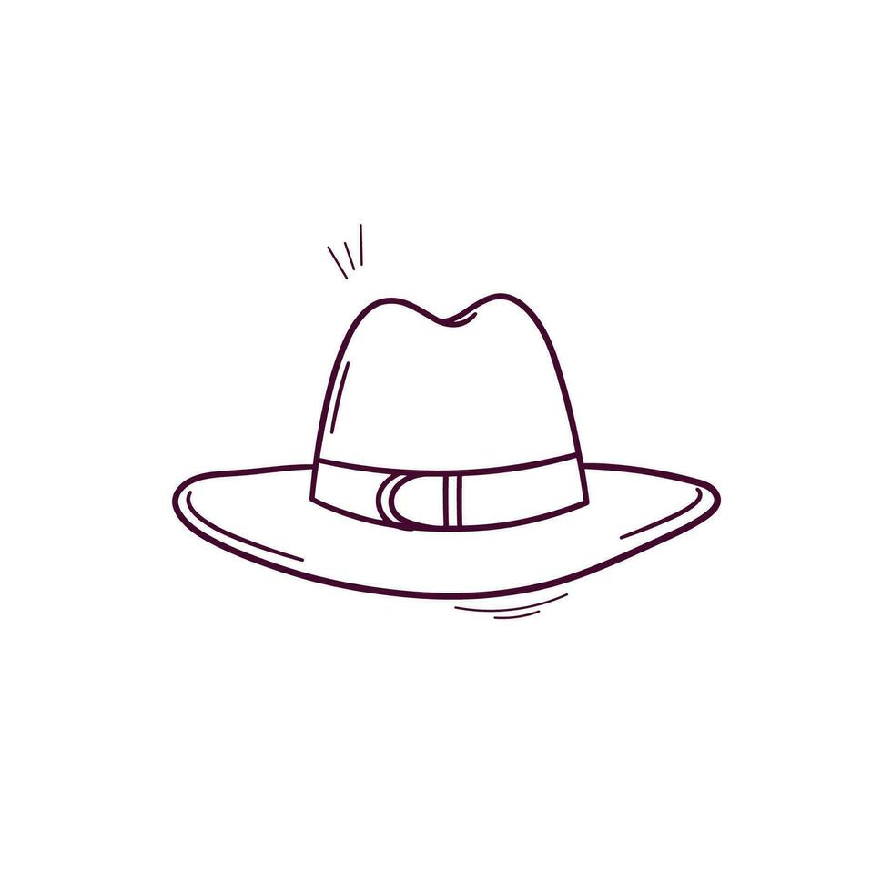 Hand Drawn illustration of cowboy hat icon. Doodle Vector Sketch Illustration