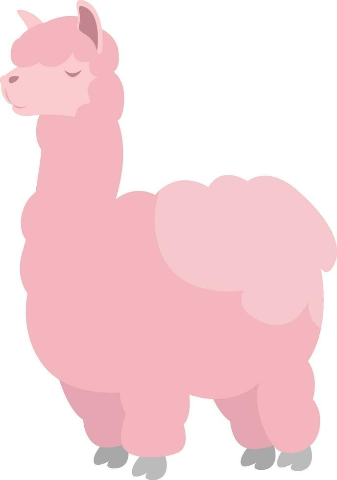Pink llama, illustration, vector on white background