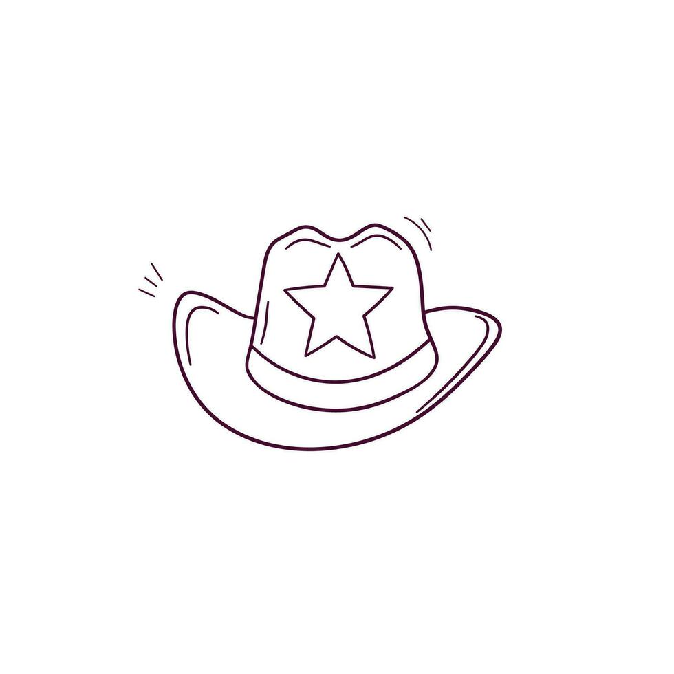 Hand Drawn illustration of cowboy hat icon. Doodle Vector Sketch Illustration