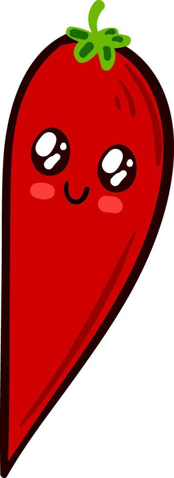 Cute red hot chilli, illustration, vector on white background