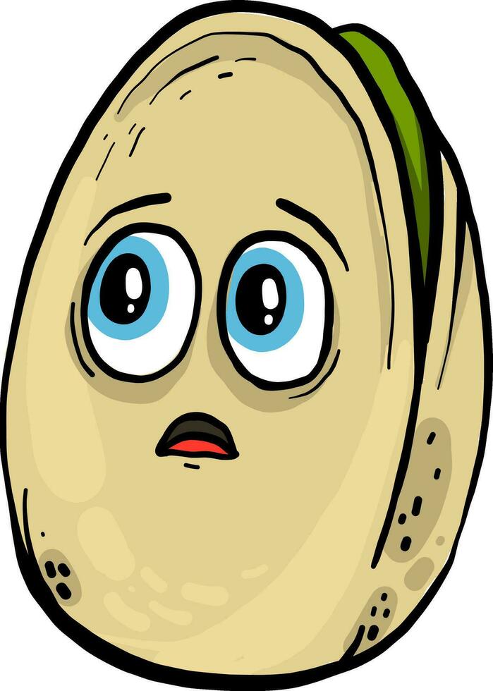 Surprised pistachio, illustration, vector on white background