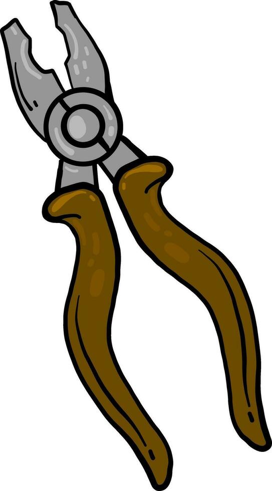 Brown pliers, illustration, vector on white background