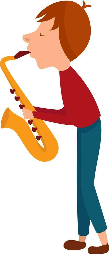 Man playing jazz, illustration, vector on white background