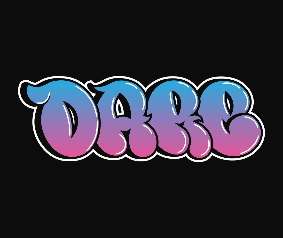 Dare - single word, letters graffiti style. Vector hand drawn logo. Funny cool trippy word Dare, fashion, graffiti style print t-shirt, poster concept