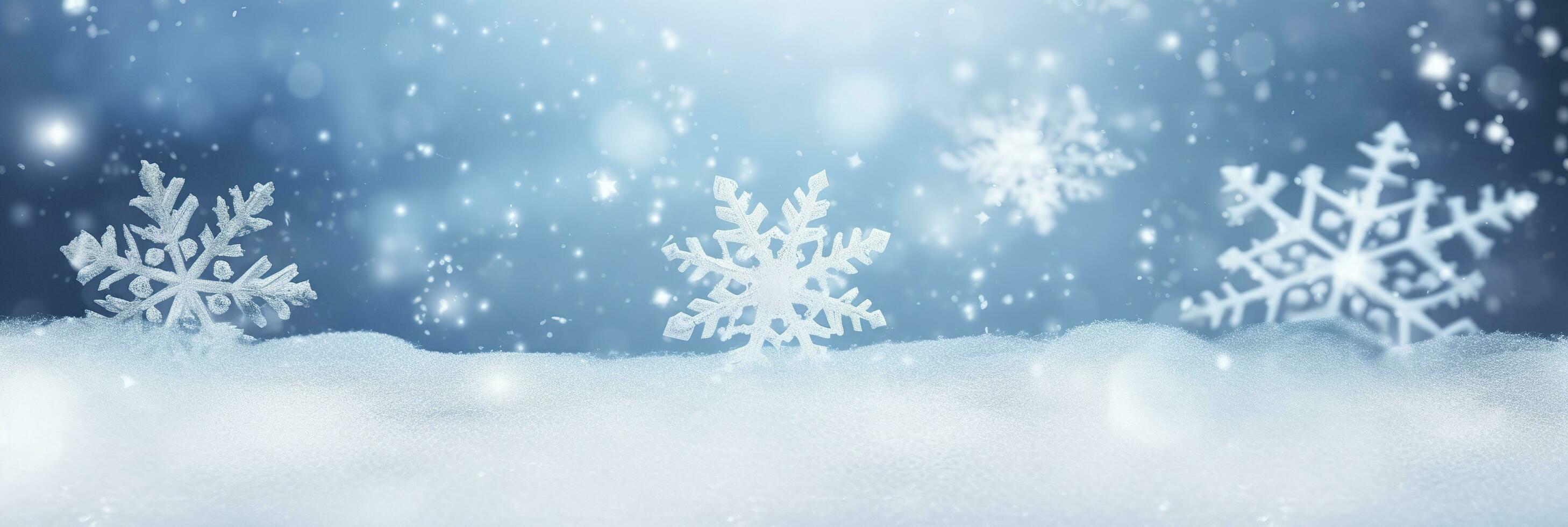 AI generated Snowflake on snow.Winter holidays background. Generative AI photo