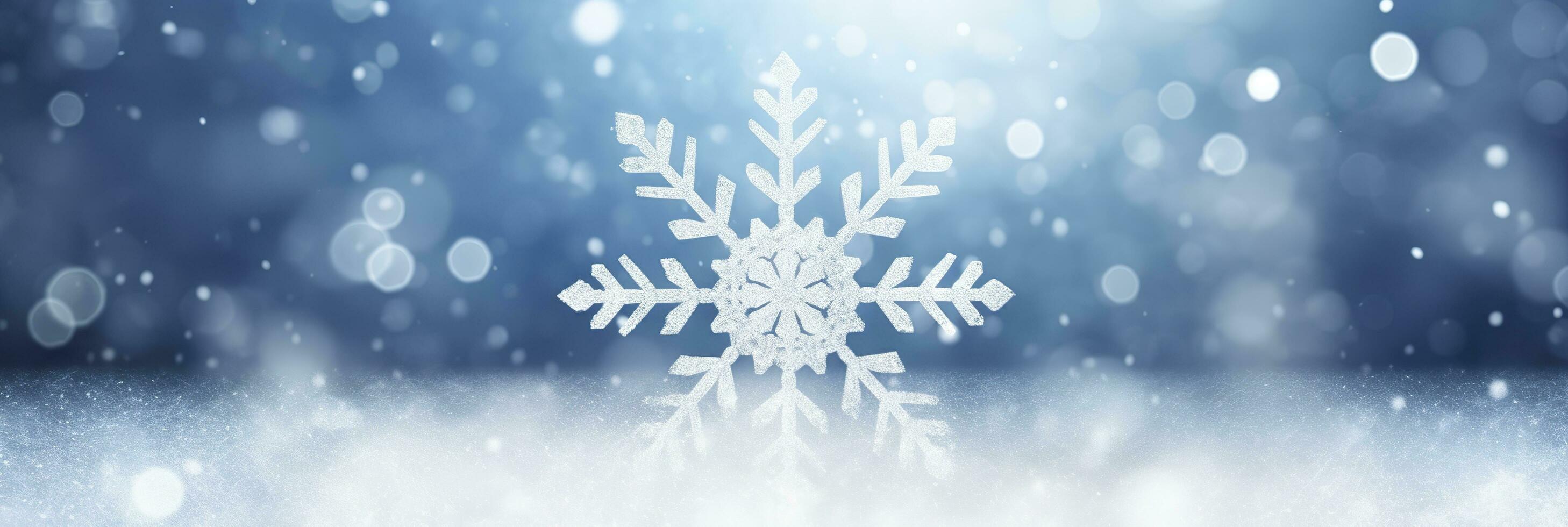 AI generated Snowflake on snow.Winter holidays background. Generative AI photo