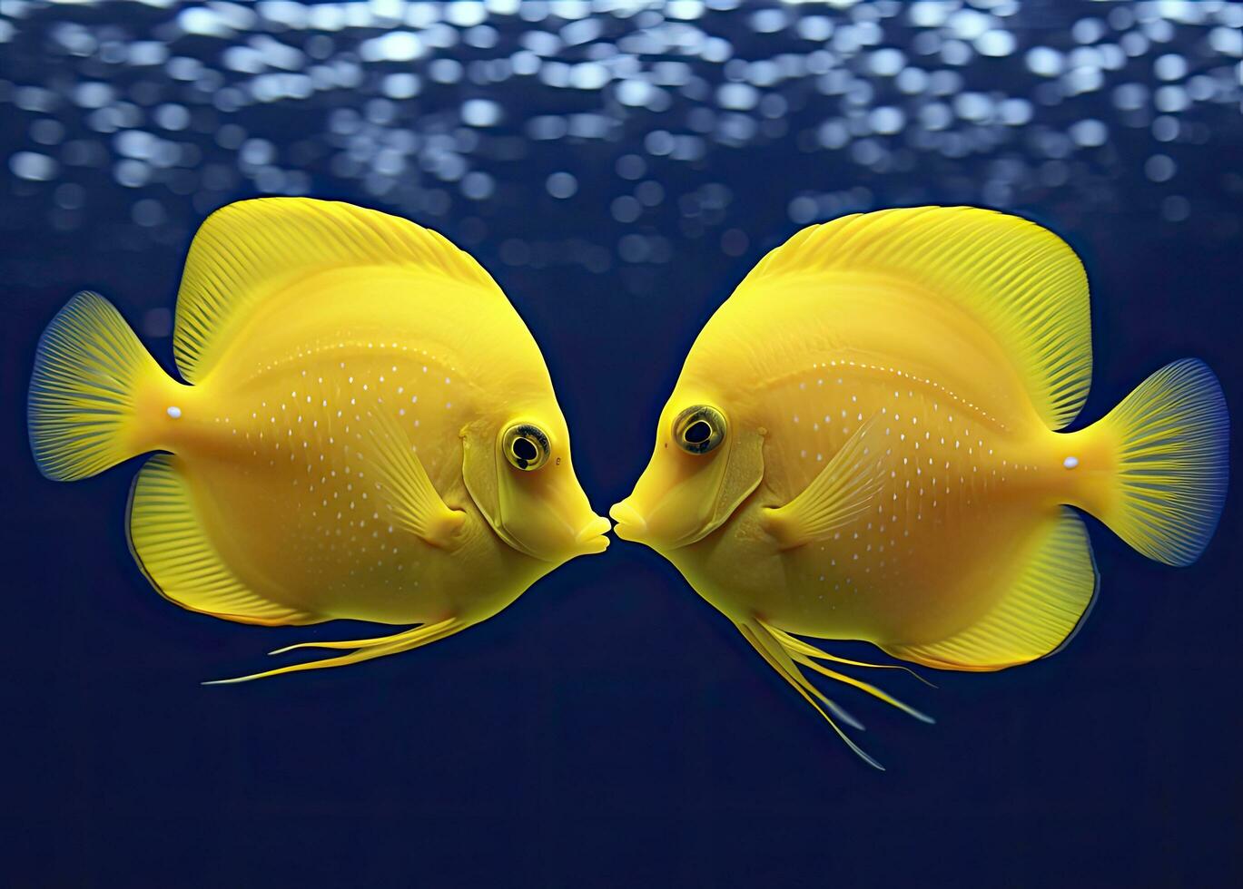 AI generated Two yellow tangs, face to face.  AI Generated. photo