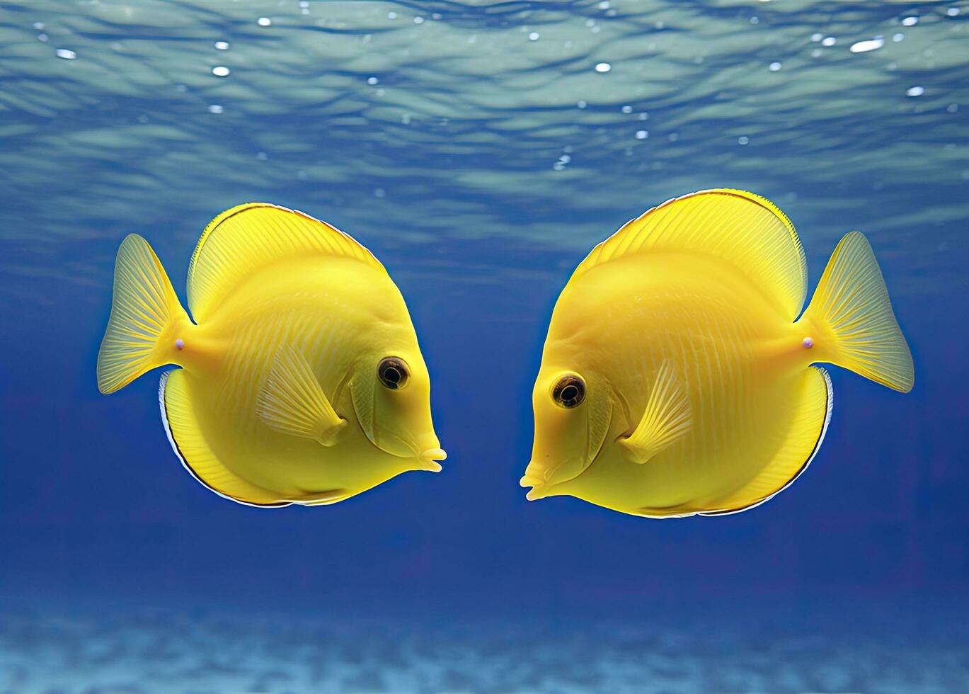 AI generated Two yellow tangs, face to face.  AI Generated. photo