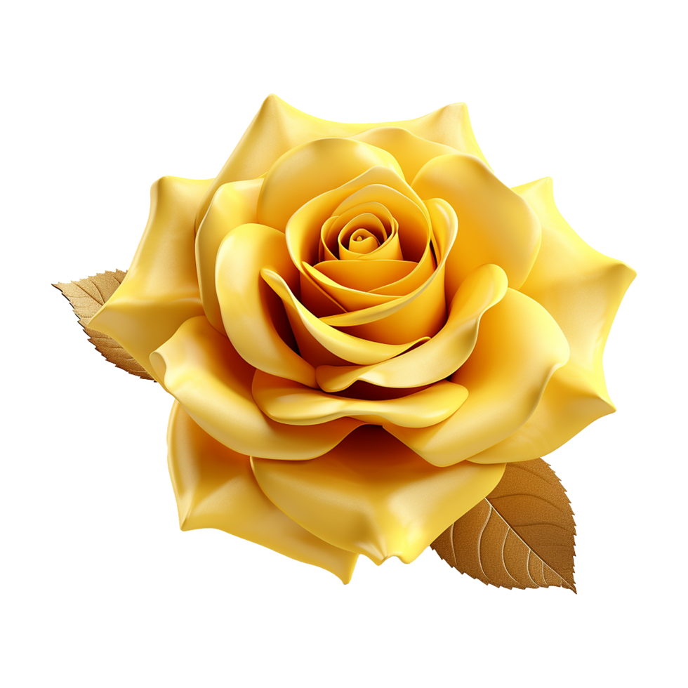 AI generated Yellow rose flower 3d render isolated on transparent background png