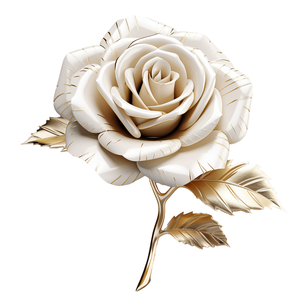 AI generated White rose flower 3d render isolated on transparent background png