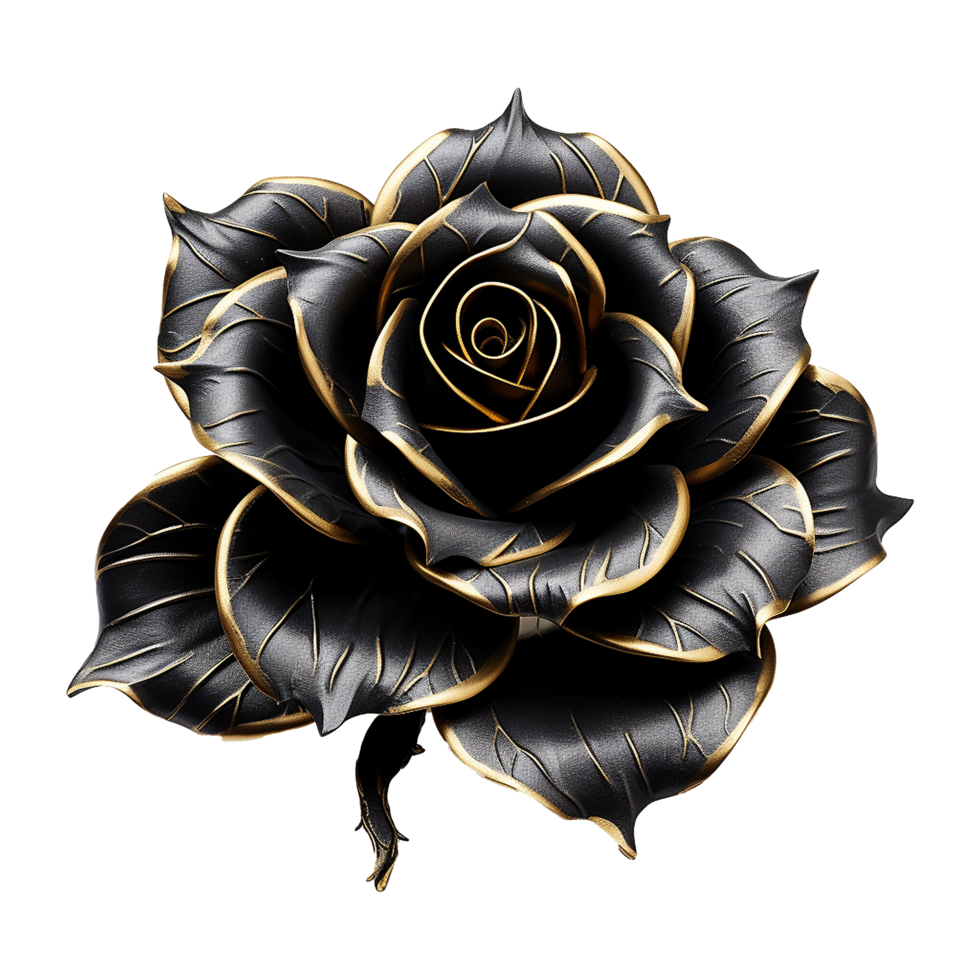 AI generated Black rose flower 3d render isolated on transparent background png