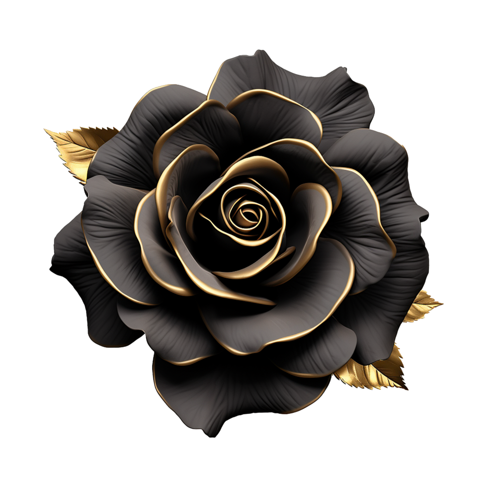 AI generated Black rose flower 3d render isolated on transparent background png