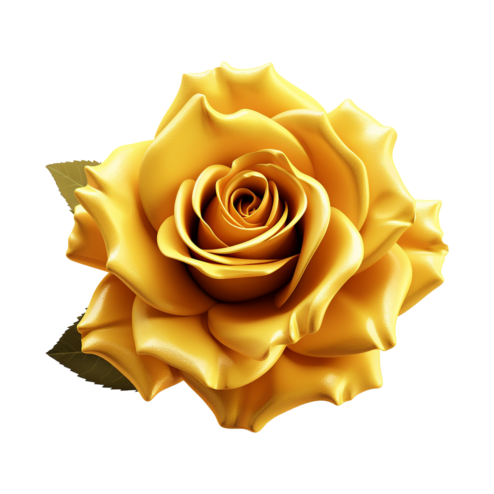 ai généré Jaune Rose fleur 3d rendre isolé sur transparent Contexte png
