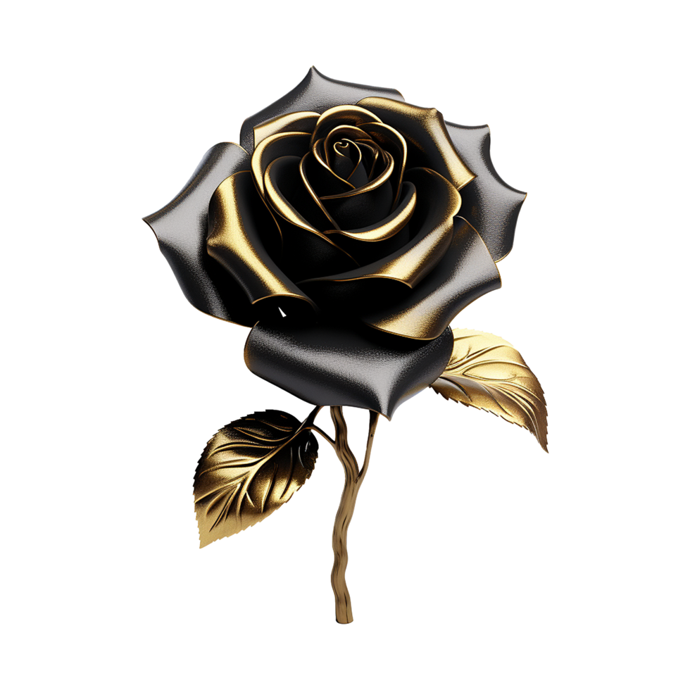 AI generated Black rose flower 3d render isolated on transparent background png