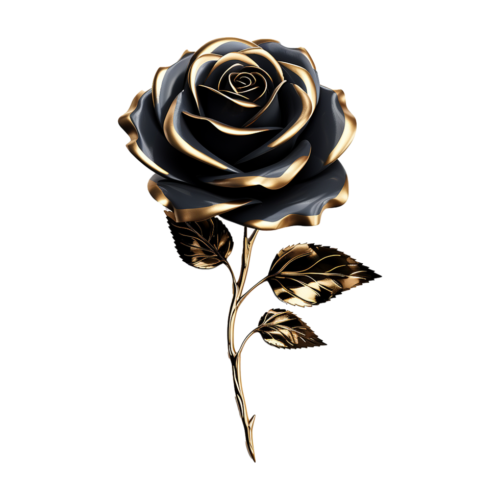 AI generated Black rose flower 3d render isolated on transparent background png