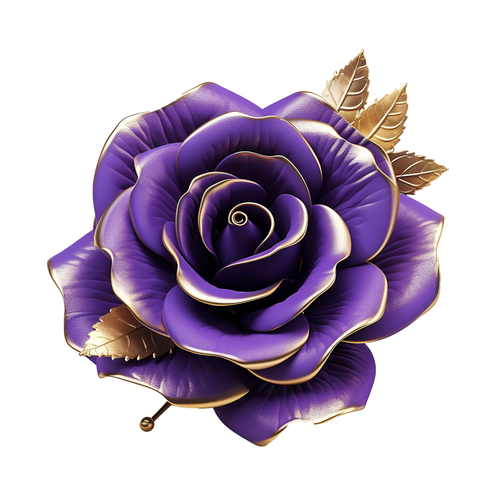 AI generated Purple rose flower 3d render isolated on transparent background png