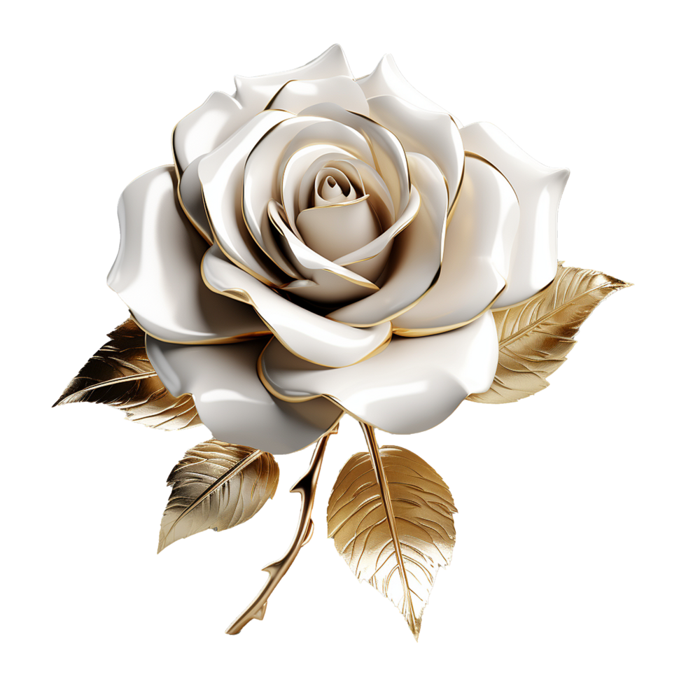 AI generated White rose flower 3d render isolated on transparent background png