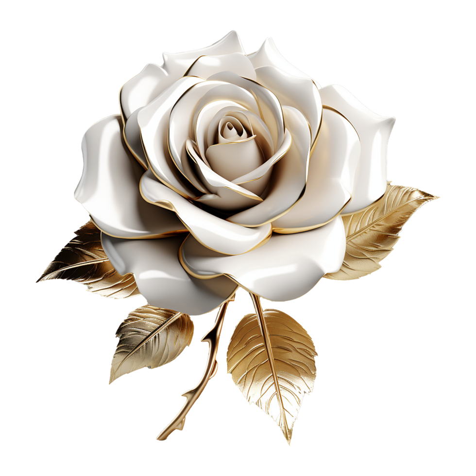 ai gegenereerd wit roos bloem 3d geven geïsoleerd Aan transparant achtergrond png