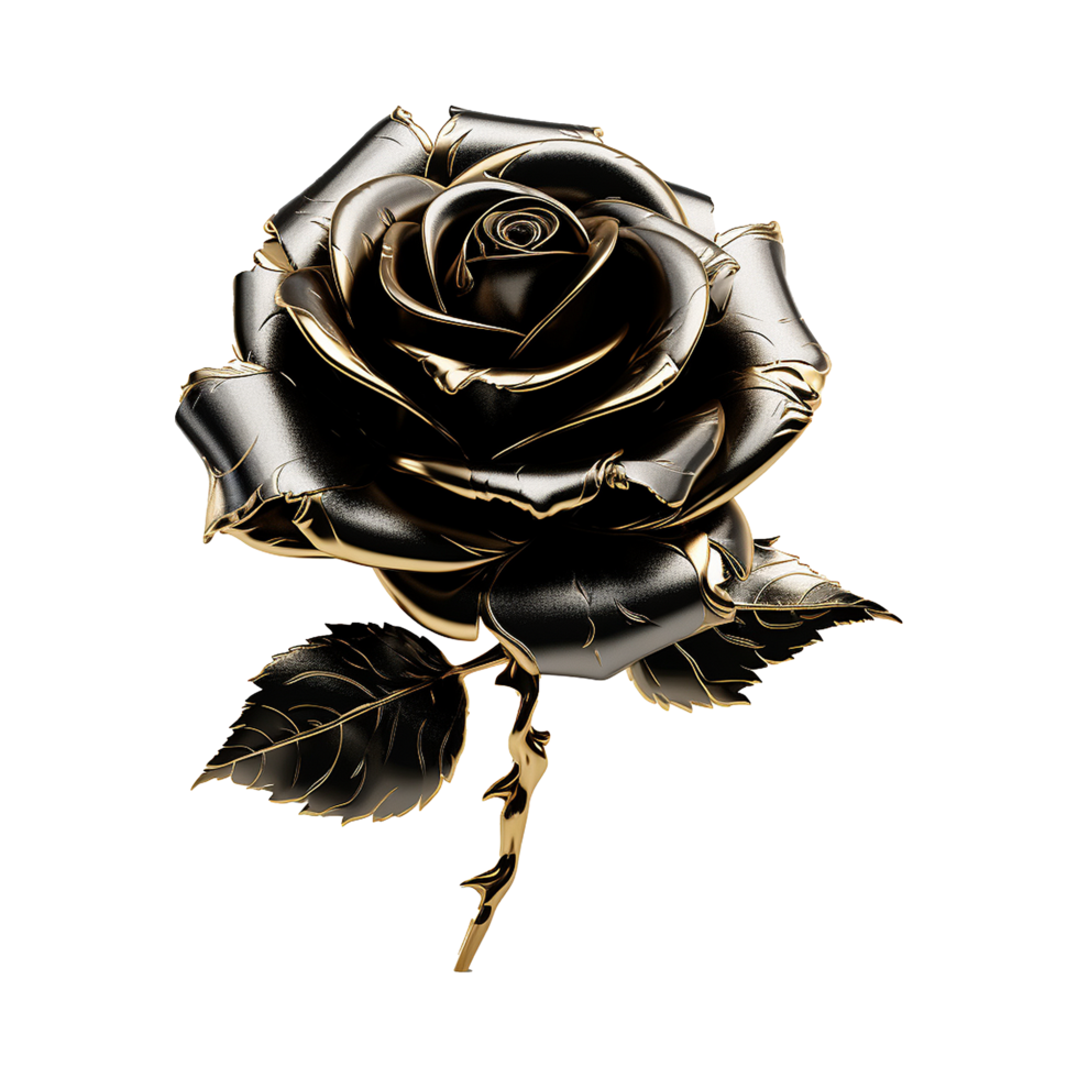 AI generated Black rose flower 3d render isolated on transparent background png