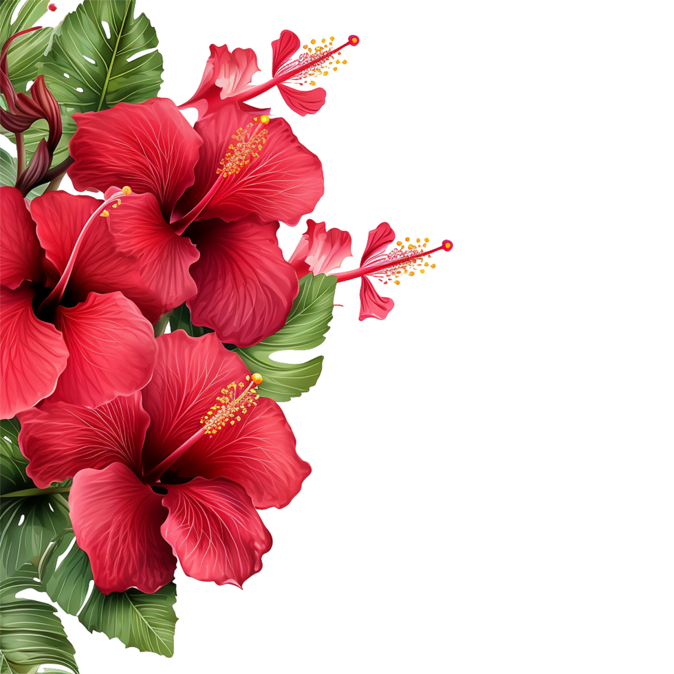 AI generated Red hibiscus flower isolated on transparent background png