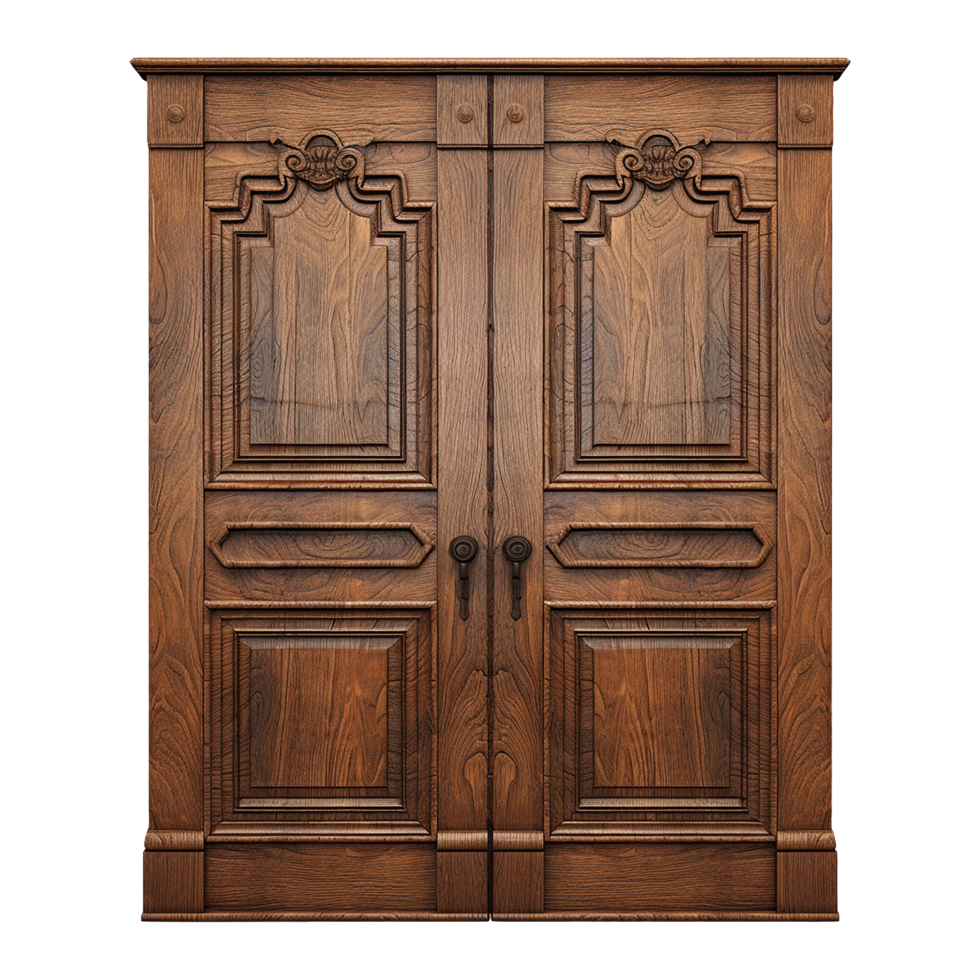 AI generated Wooden door isolated on transparent background generative ai png