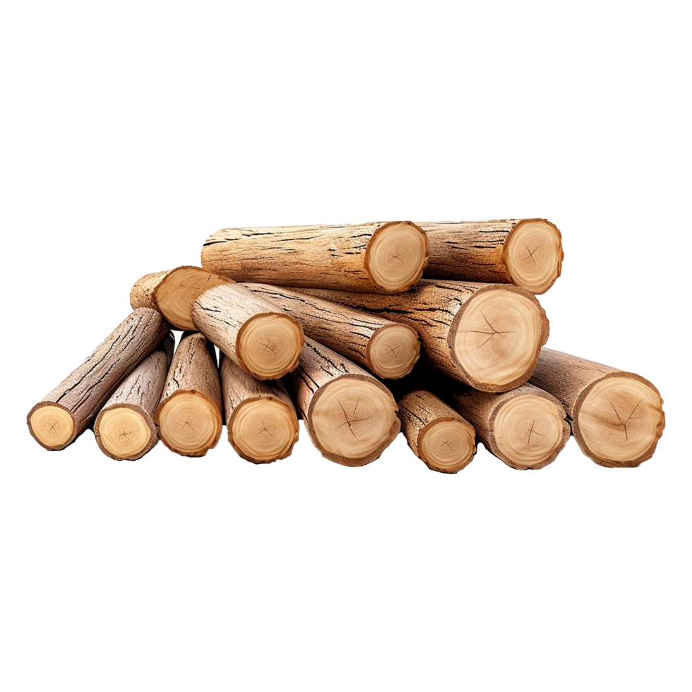 AI generated Wooden log display isolated on transparent background wood product stand png generative ai