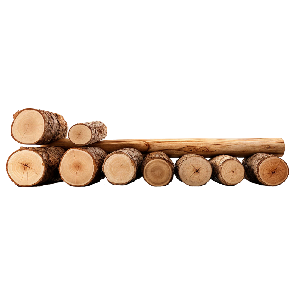 AI generated Wooden log display isolated on transparent background wood product stand png generative ai