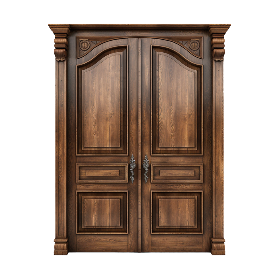 AI generated Wooden door isolated on transparent background generative ai png