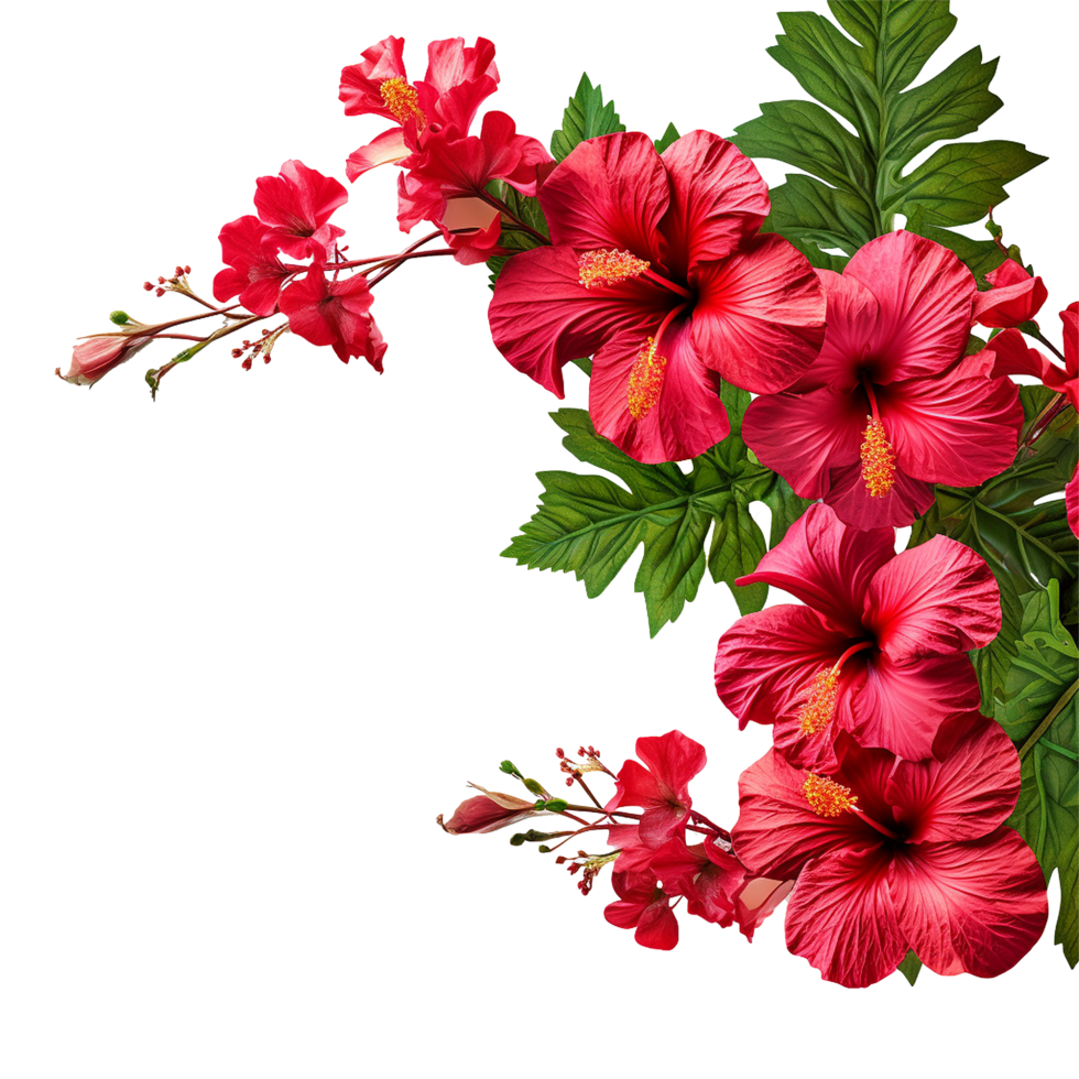 ai généré rouge hibiscus fleur isolé sur transparent Contexte png