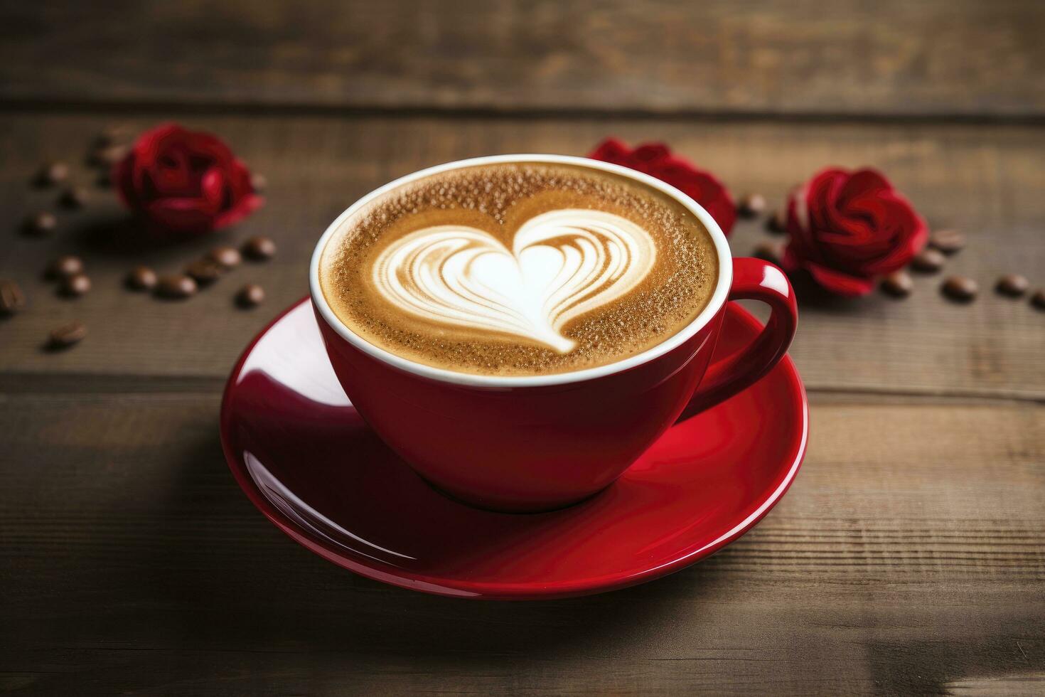 AI generated Valentine's Day Coffee. AI Generated photo