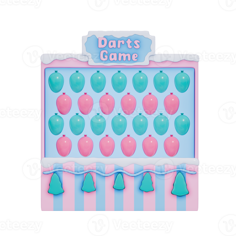 Christmas Carnival Winter Theme 3D, Dart game with colorful balloons , Pastel Style. png