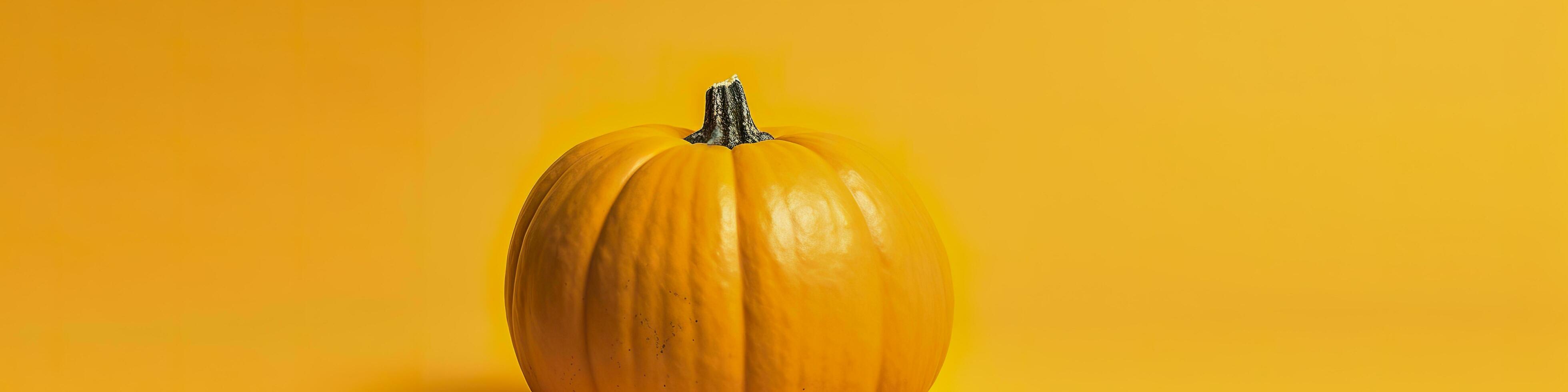 AI generated A pumpkin against a yellow background. Generative AI photo