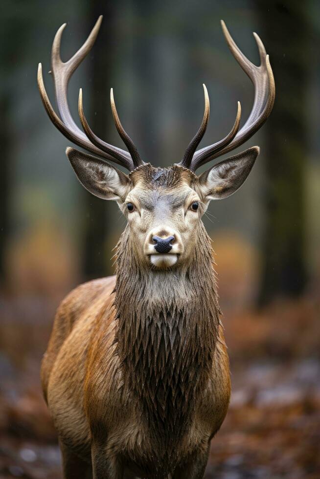 AI generated Close up of red deer stag. AI Generated photo