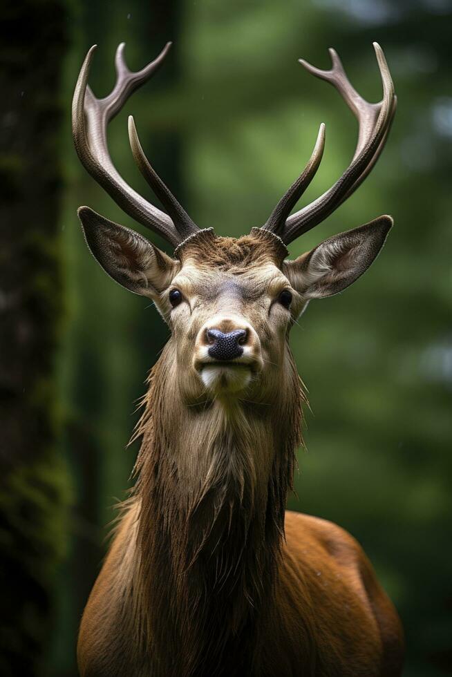 AI generated Close up of red deer stag. AI Generated photo