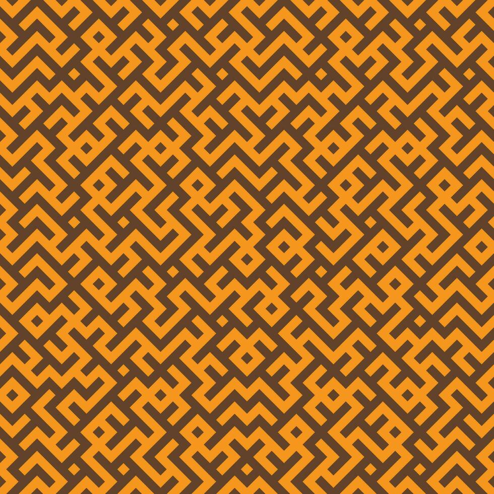 Classic orange and brown seamless geometric diagonal maze pattern vector