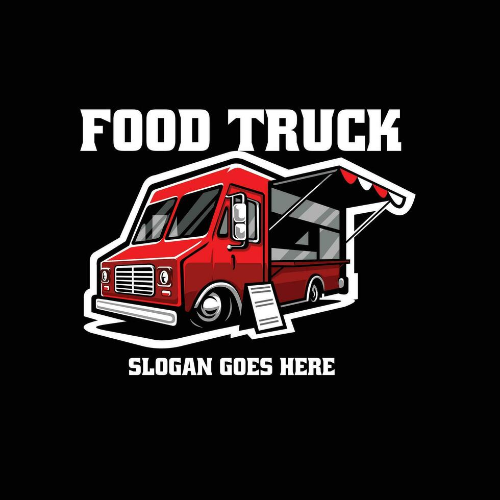 Food Truck Ready Made Logo Vector Isolated in Black Background