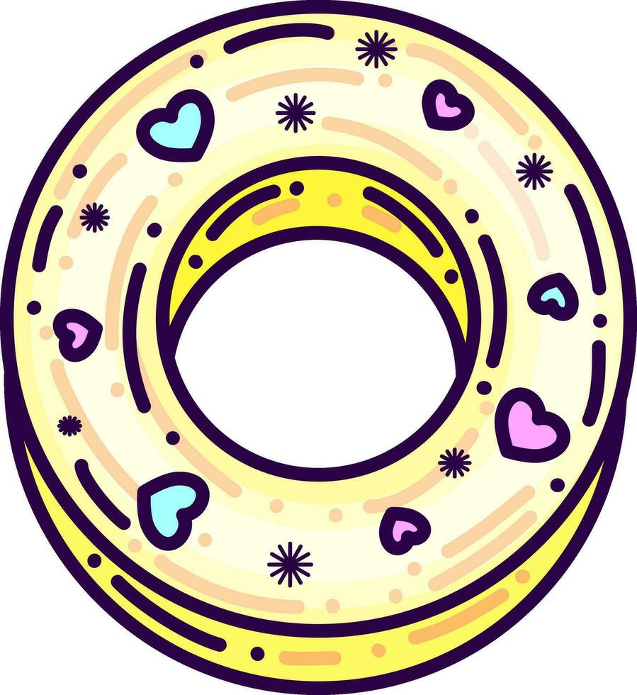 Pretty little donut, illustration, vector on white background