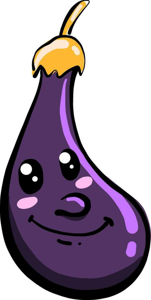 Cute eggplant, illustration, vector on white background