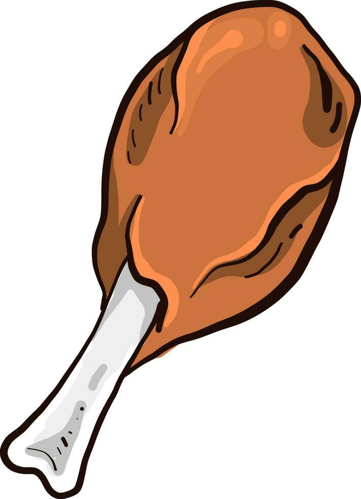 Fried chicken leg, illustration, vector on white background