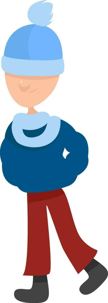 Boy with a blue hat, illustration, vector on white background