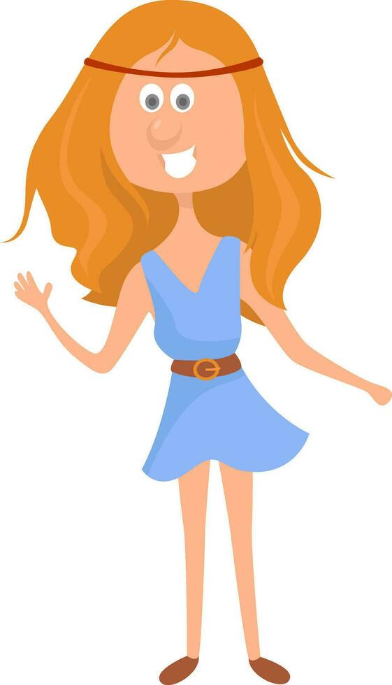 Girl with ginger hair, illustration, vector on white background