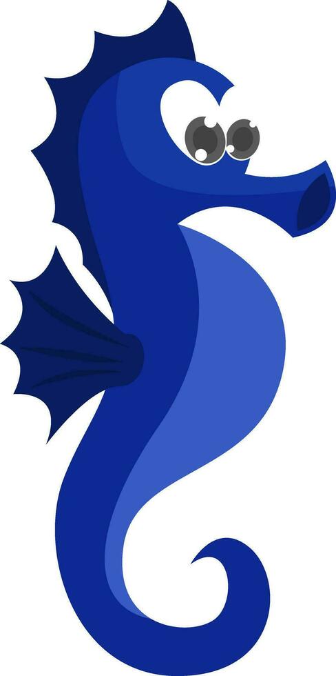 Blue seahorse, illustration, vector on white background