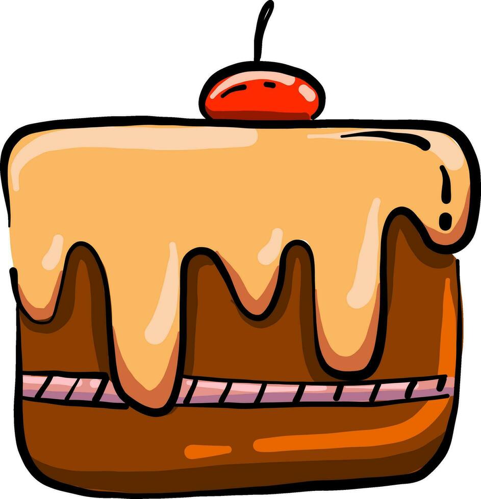 Big chocolate cake, illustration, vector on white background