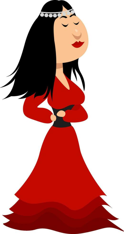 Gypsy in red dress, illustration, vector on white background